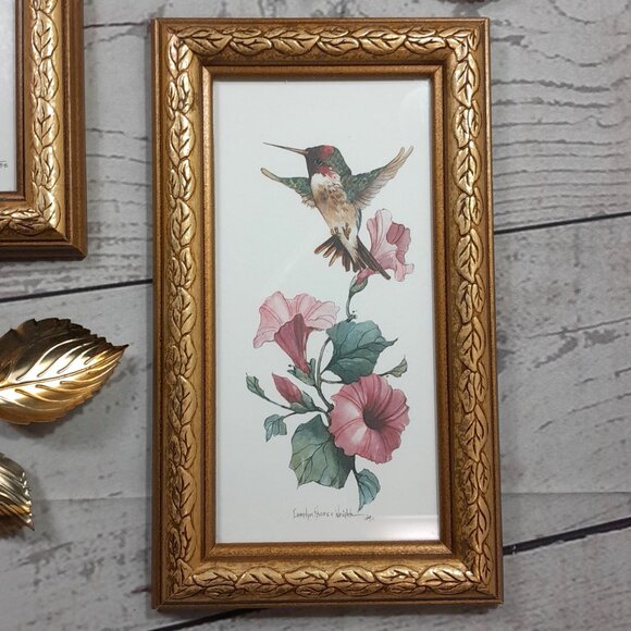 Hummingbird Art Print Carolyn Shores Wright And Home Interiors Metal Wall Flower - Picture 5 of 11